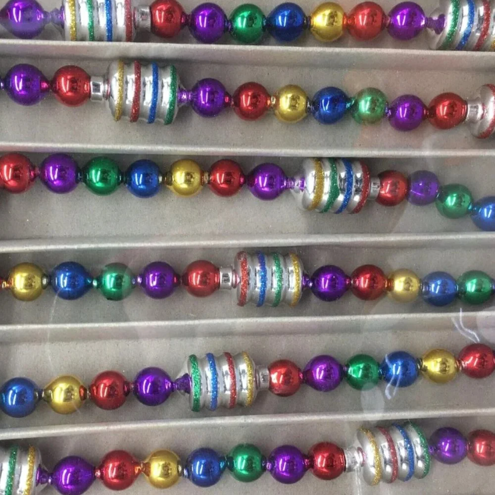 Christopher Radko Shiny Brite Glass Bead Christmas Tree Garland Jewel Tone 14ft